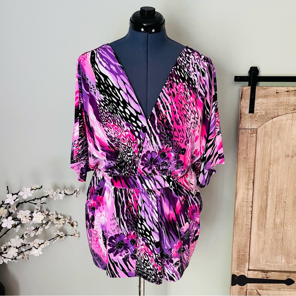 Ashley Stewart Printed Kimono Top Size 26
